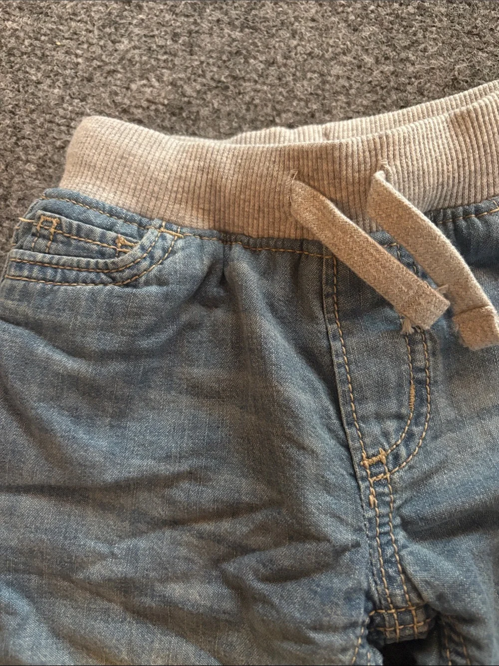 NEW! OshKosh B'gosh Fleece-Lined Light Blue Denim Pants - Size 12 Months