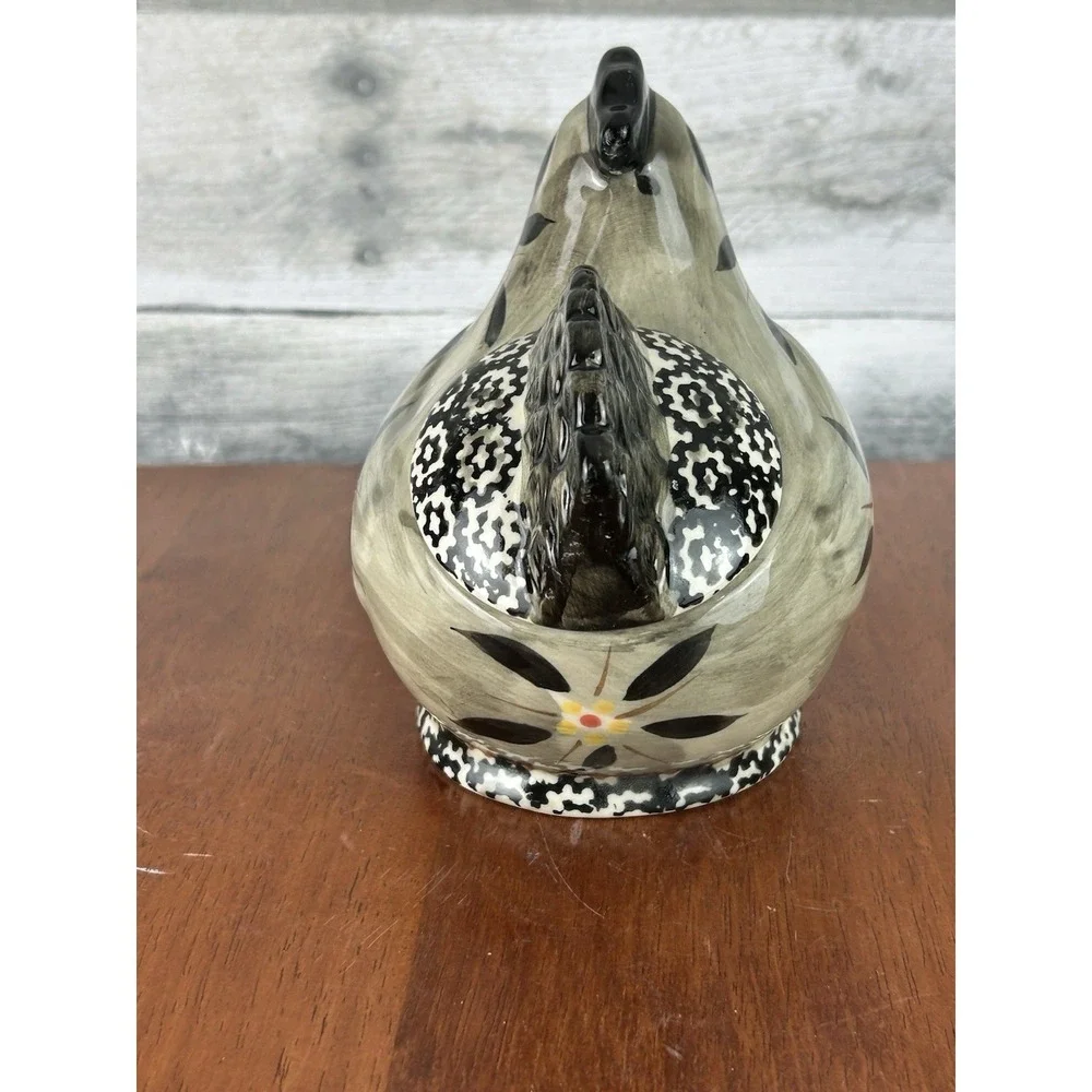 Temptations Old World Gray/Black Figural Chicken Spice Jar, Sugar Salt Container