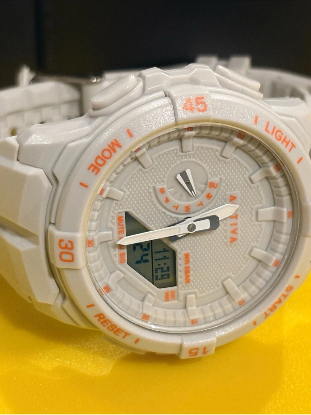 Activa White and Orange Sport Digital-Analog Watch
