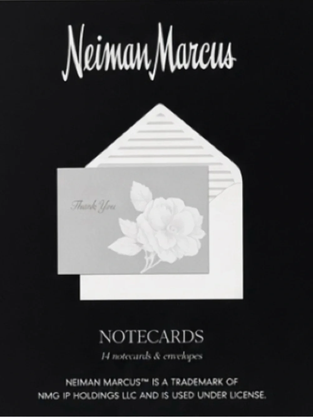 Neiman Marcus “Thank You” Cards 14 Notecards & Envelopes Floral Gray NEW