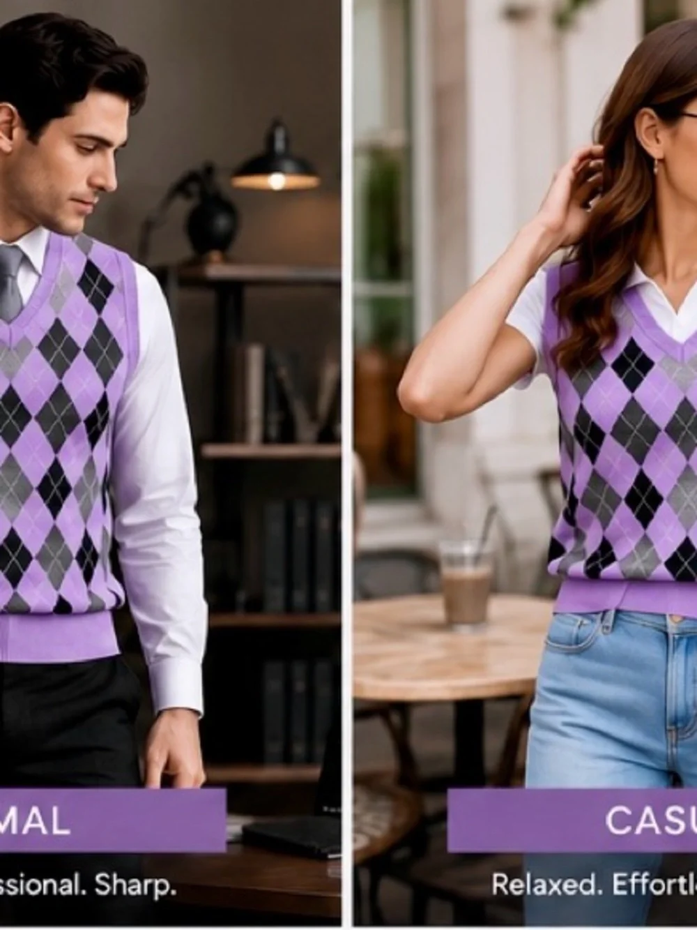 Brooks Brothers 100% Merino Wool Argyle Sweater Vest Men’s XL Purple Gray