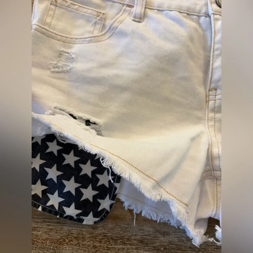 Justice white distressed