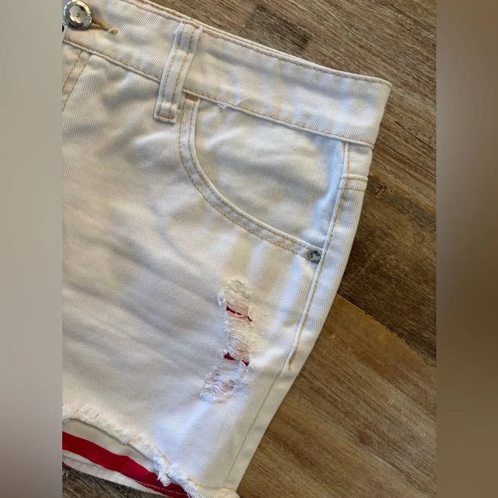 Justice white distressed
