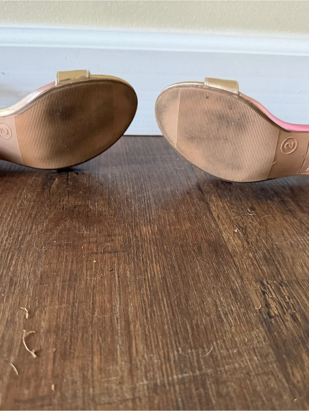 Madden Girl Iridescent Pink and Gold Ankle Strap Heels