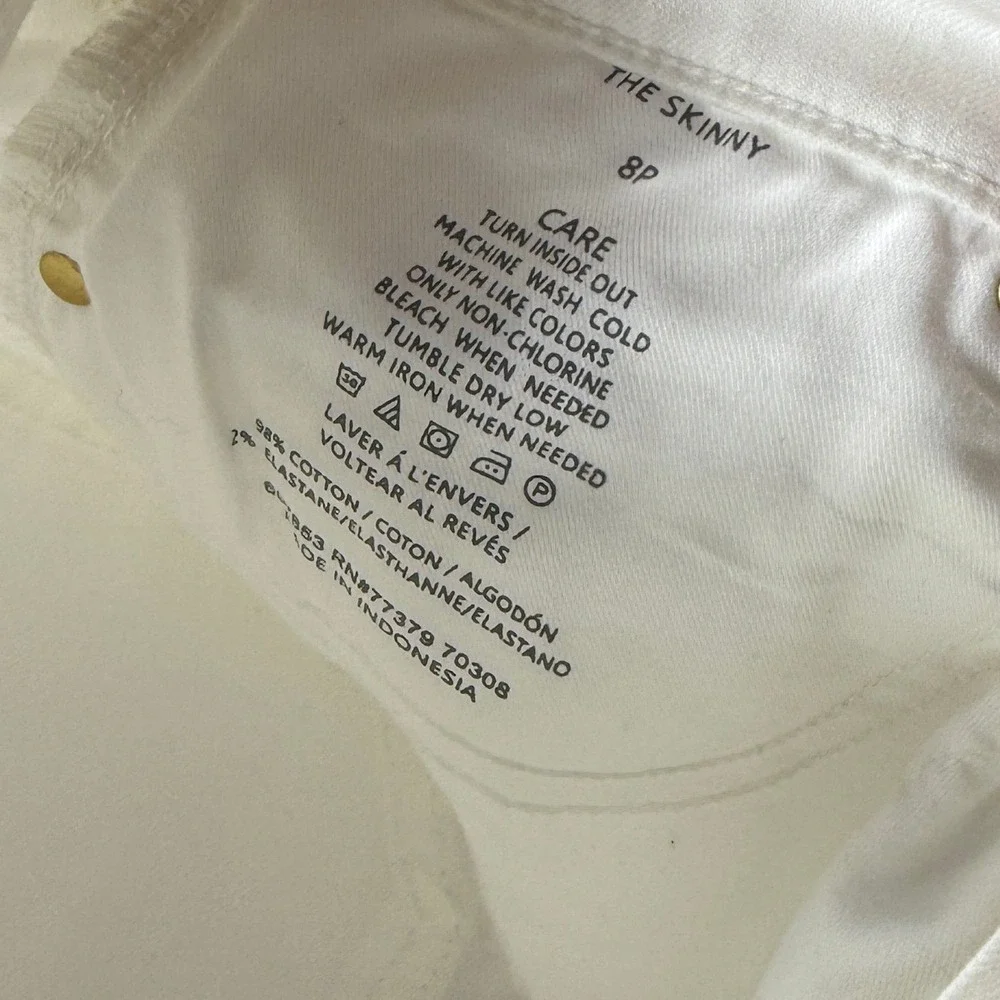Ann Taylor Jeans Womens 8P White Sculpting Pocket Skinny Denim 30x25