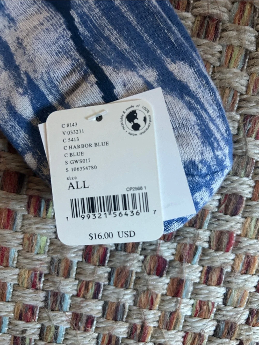 Free People Blue Tie-Dye Crew Socks