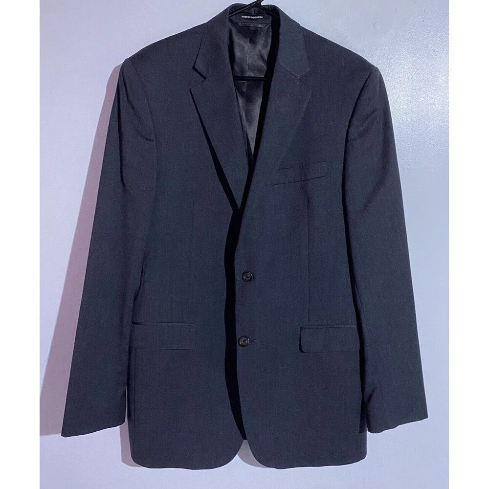 Lauren Ralph Lauren Blazer Mens 40L Gray Slim Black Label Wool Sport Coat Jacket