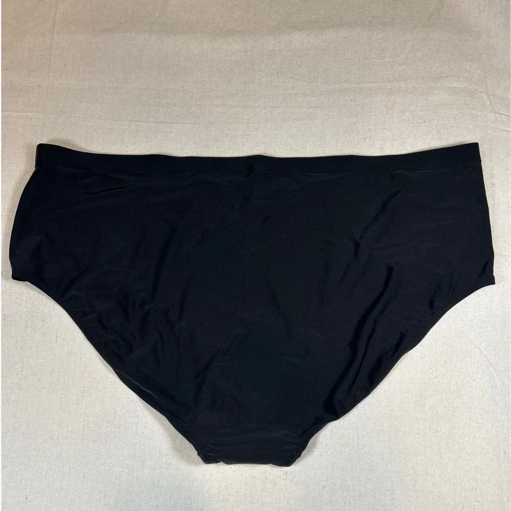 Black High Waisted Swim Bottoms Full Coverage‎ Bikini Briefs Size 32 Plus Size