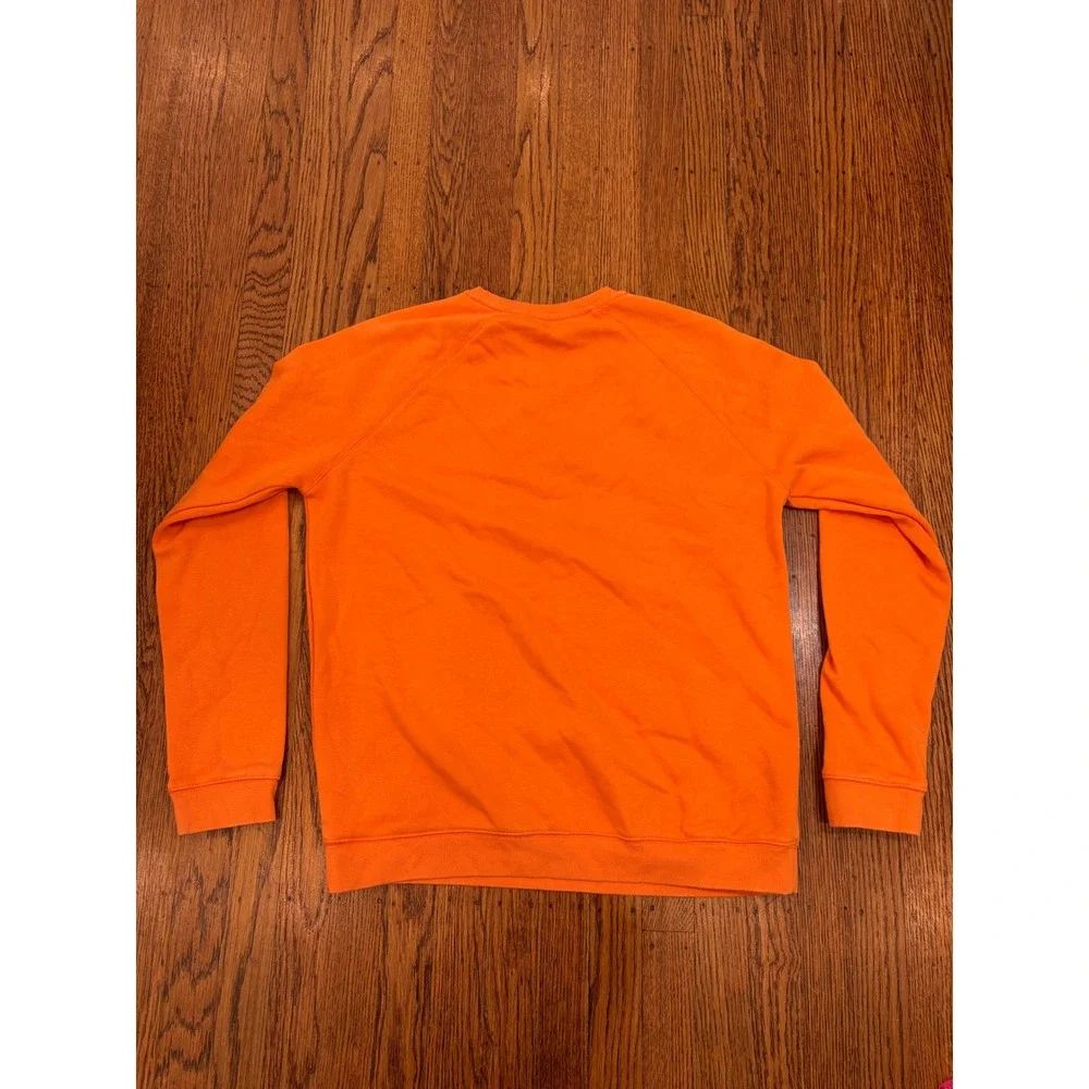 Peloton Womens M Orange Pink Box Logo Raglan Fleece Crewneck Sweatshirt Pullover