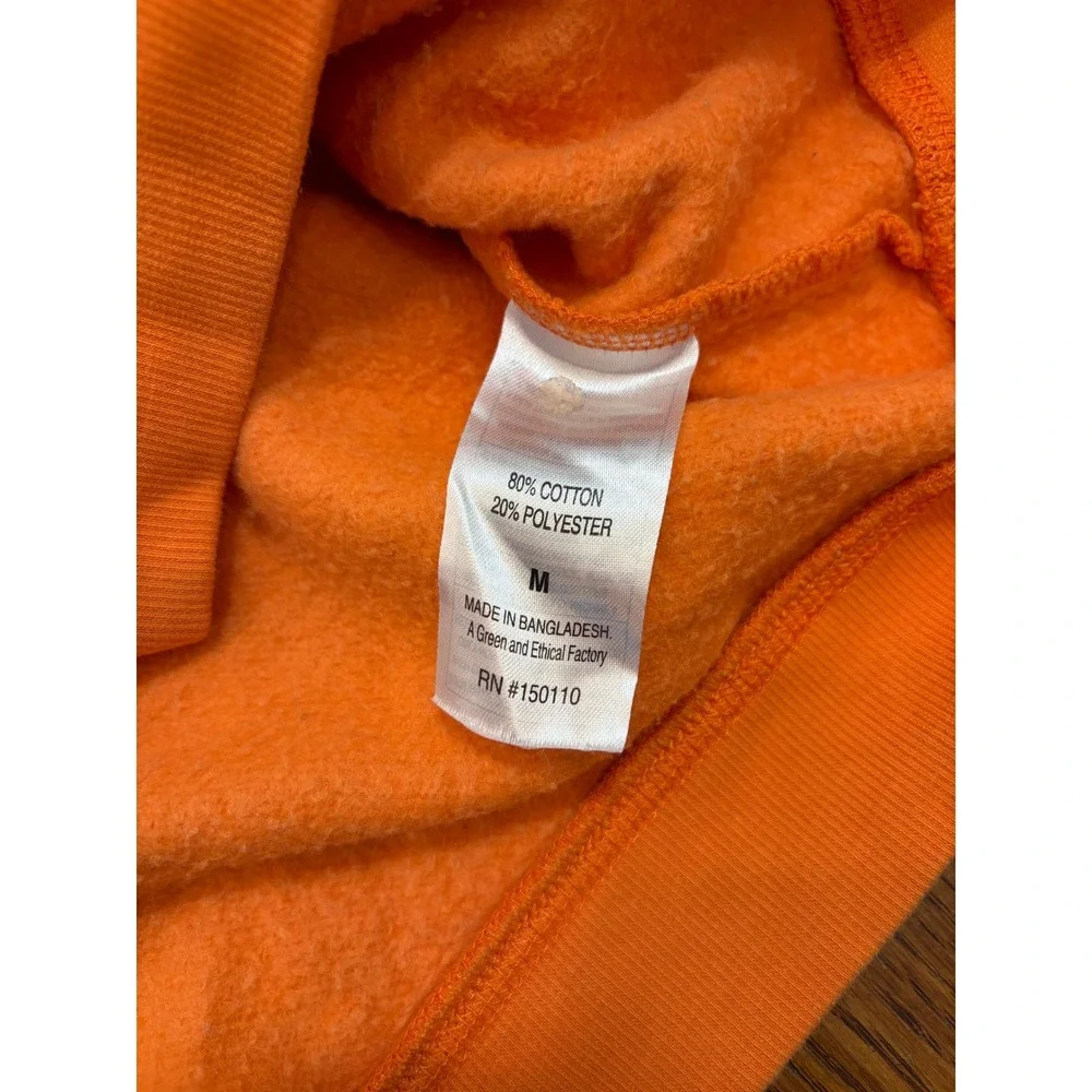 Peloton Womens M Orange Pink Box Logo Raglan Fleece Crewneck Sweatshirt Pullover