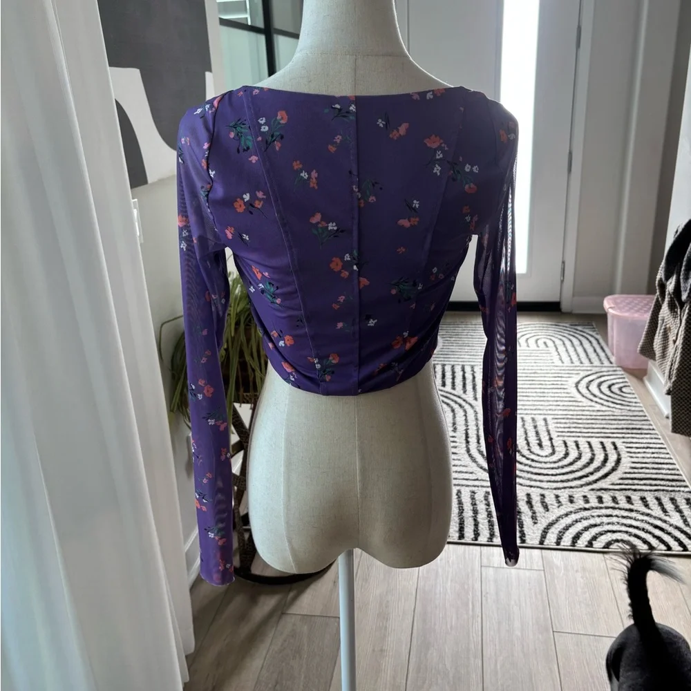 NWOT AFRM Purple Floral Cropped Top