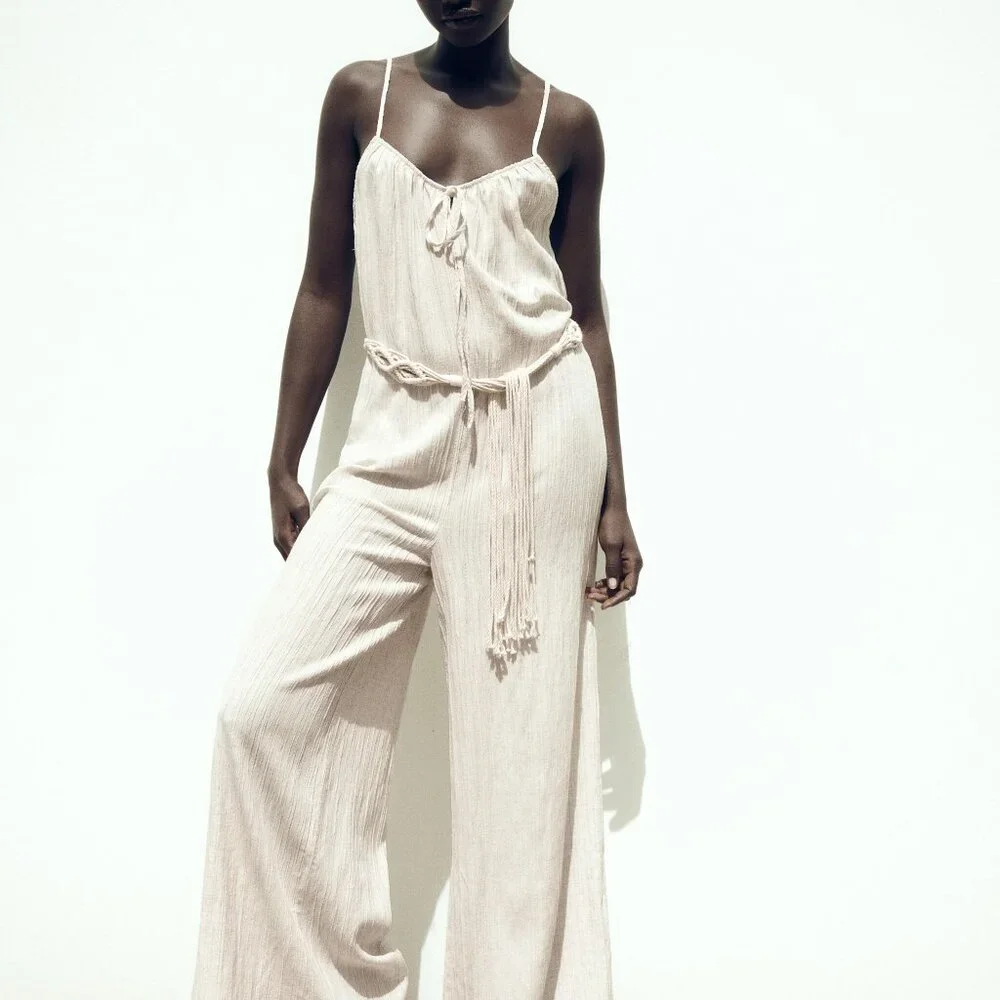Zara Wrinkle Look Wide Leg Jumpsuit