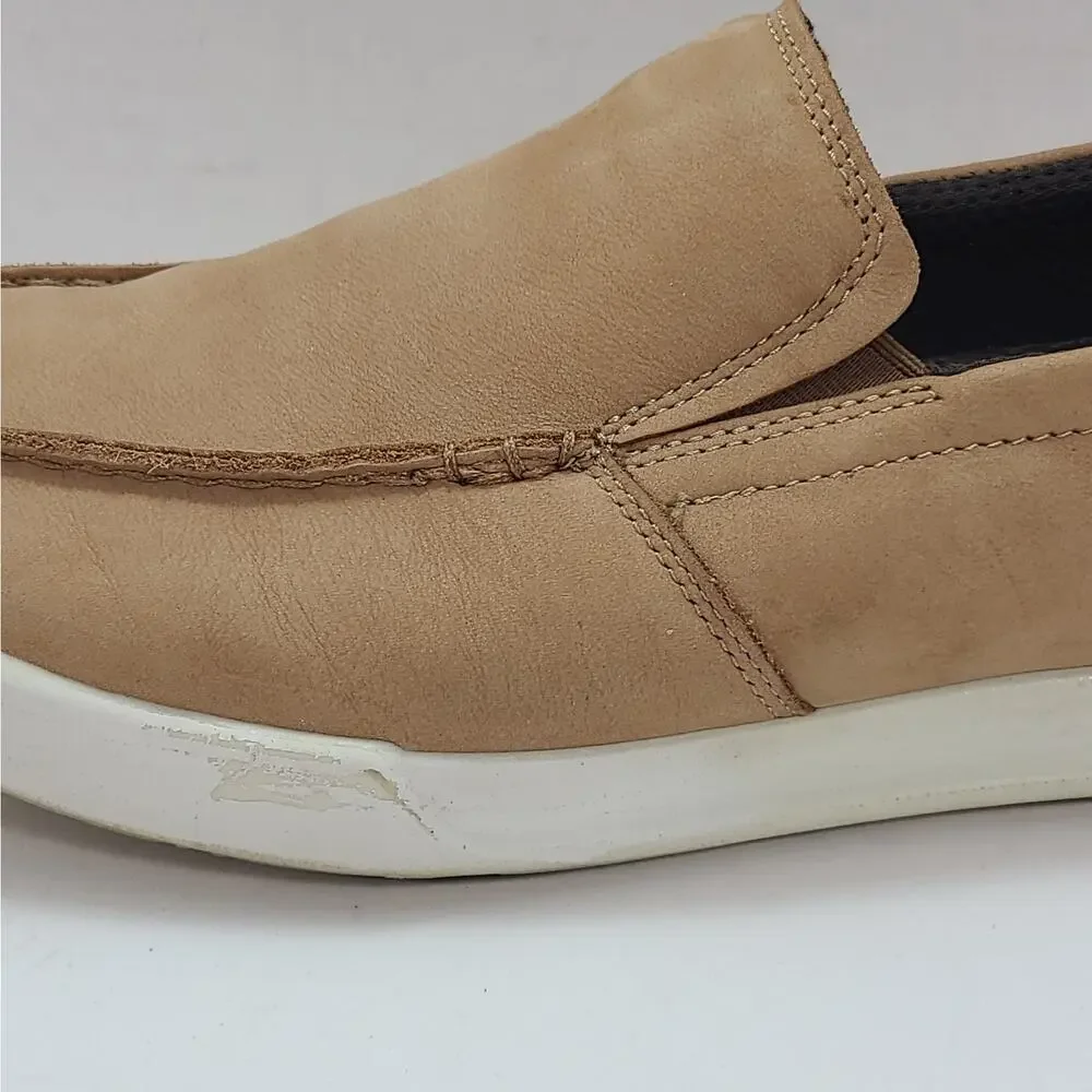 ECCO Cathum Mens 43 EU 10 US Moc Toe Slip On Leather Sneakers Casual Shoes Tan