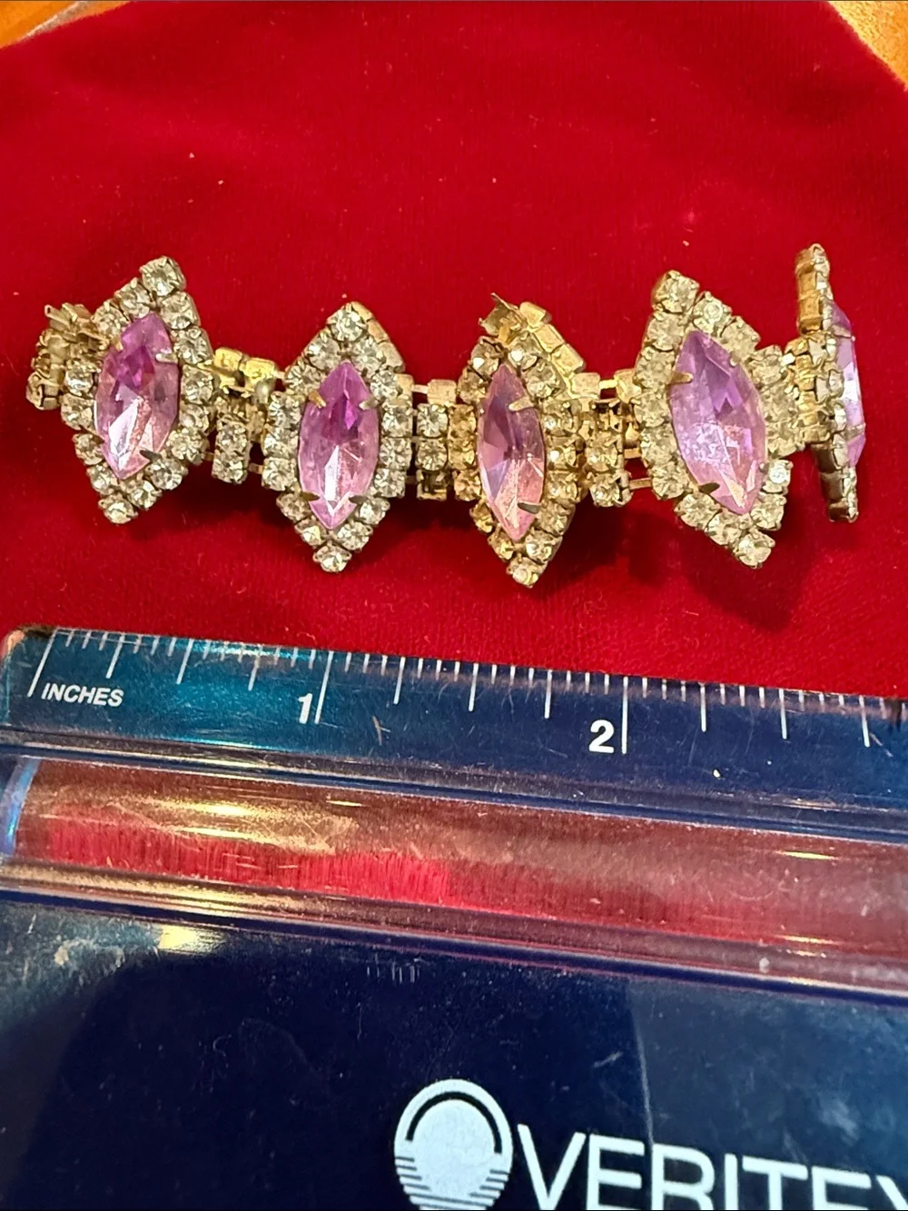 Gold-Tone Light Purple Marquise Crystal Bracelet