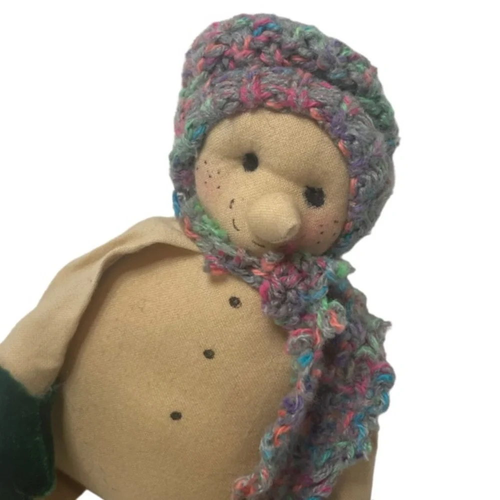 Snowman Whimsical Cheerful Sitter Handmade Doll Christmas Ornament Decoration SM